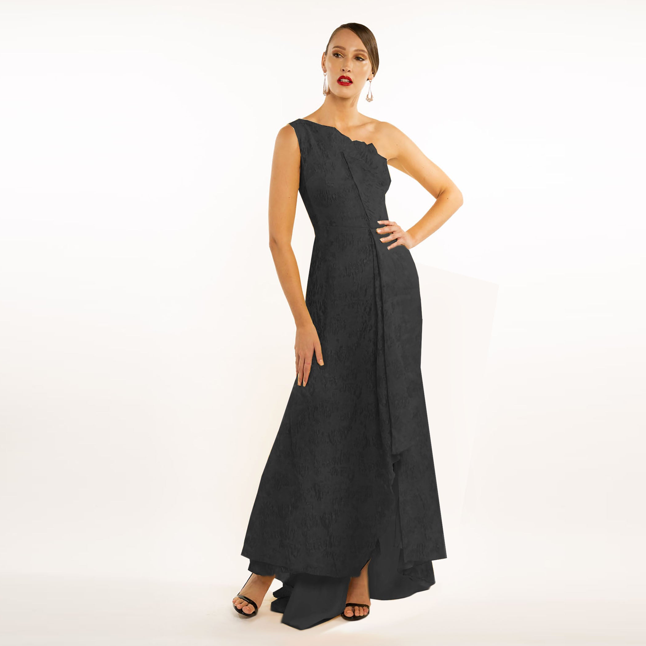 One Shoulder Origami Overlay Gown Cenia New York One Shoulder Origami Overlay Gown Cenia New York