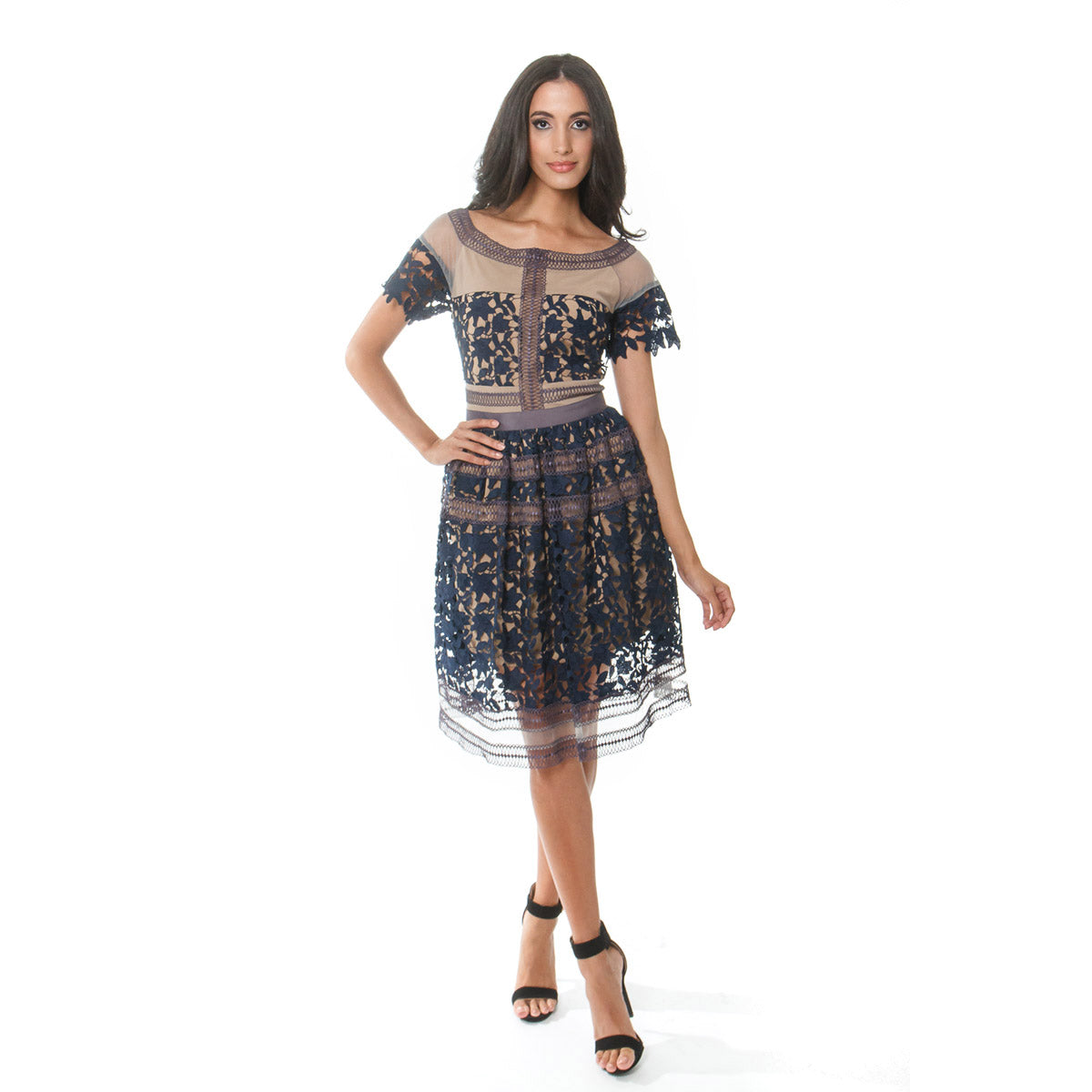 The Boat Neck Mix Media Fit & Flare Classic Cenia New York The Boat Neck Mix Media Fit & Flare Classic Cenia New York