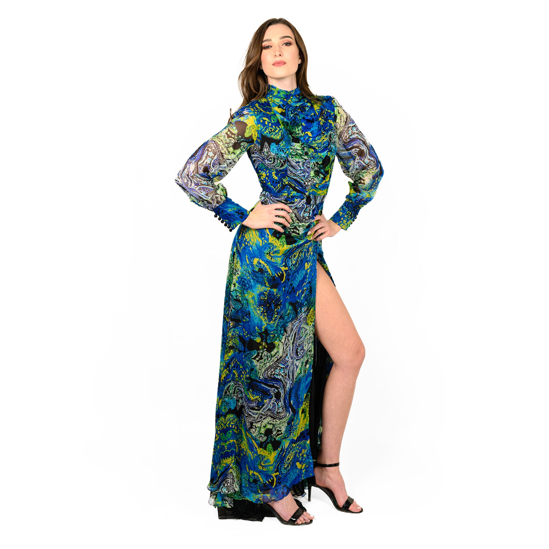 silk mock neck dress LILYSILK Silk Midi Dress, Navy Blue, Size 12, Mock Neck, Elegant Spring Dress for Women