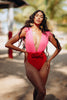 Deep Nkline Rose Belt Swimsuit