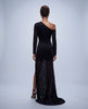 Midnight Leopard Asymmetric Gown - Cenia New York