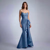 The Seraphina Strapless Ruffle Satin Gown - Cenia New York
