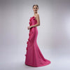 Strapless 3D Cascading Flowers Gown - Cenia New York