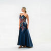 Brocade Aplique Pointed Neckline Strapples Gown