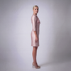 Elegance in Bloom: Asymmetric Satin Sheath Dress - Cenia New York