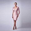 Elegance in Bloom: Asymmetric Satin Sheath Dress - Cenia New York