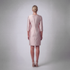 Elegance in Bloom: Asymmetric Satin Sheath Dress - Cenia New York