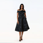 Off The Shoulder Rossette Fit & Flare Dress
