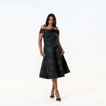 Off The Shoulder Rossette Fit & Flare Dress