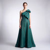 One-Shoulder Iridescent Silk Shantung Gown with Oversized Bow Accent - Cenia New York