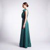 One-Shoulder Iridescent Silk Shantung Gown with Oversized Bow Accent - Cenia New York