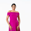 Off The Shoulder Pleated Neckline A-line Gown