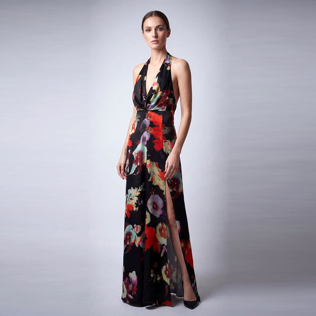 Cn7428 Flared Skirt Halter Maxi - Cenia New York
