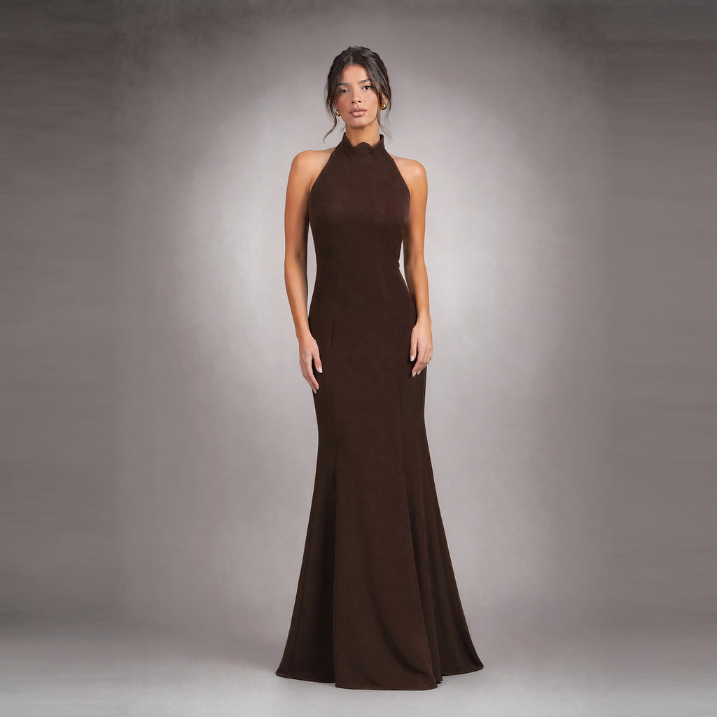 The Madison Halter Gown in 4-Ply Silk Crepe
