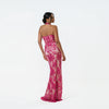 Scalloped Border Halter Beaded Gown