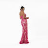 Scalloped Border Halter Beaded Gown