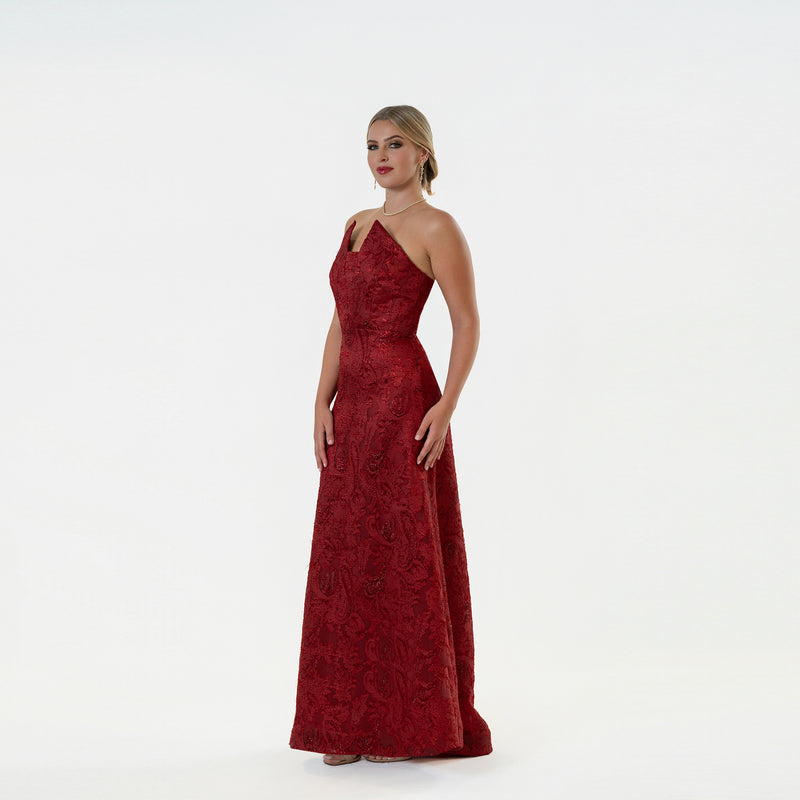 Pointed Strapples A-line Gown