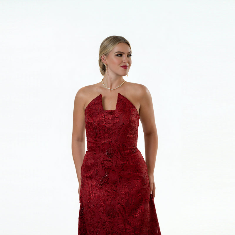 Pointed Strapples A-line Gown