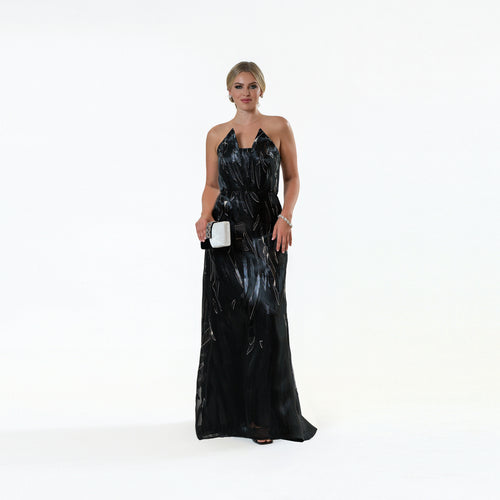Burnout Pointed Strapples A-line Gown
