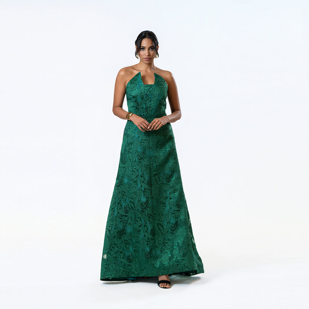 Pointed Strapples A-line Gown