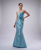 Strapless 3D Cascading Flowers Gown - Cenia New York