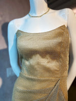Strapples Draped Ruffle Gown