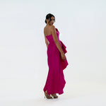 Origami Asymmetric Pleplum Strapless Gown