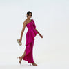Origami Asymmetric Pleplum Strapless Gown