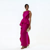 Origami Asymmetric Pleplum Strapless Gown