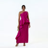 Origami Asymmetric Pleplum Strapless Gown