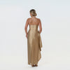 Origami Asymmetric Pleplum Strapless Gown
