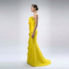 Strapless 3D Cascading Flowers Gown - Cenia New York