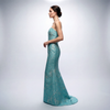 Made in NYC Lurexed Brocade Trumpet Gown - Cenia New York