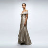 Off The Shoulder Asymmetric Flounce Gown - Cenia New York