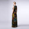 Painterly Italian Cotton Silk Maxi Dress with Handmade Floral Appliqué - Cenia New York