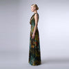 Painterly Italian Cotton Silk Maxi Dress with Handmade Floral Appliqué - Cenia New York