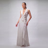 Maxi Dress with Handmade 3D Floral Appliqué - Cenia New York