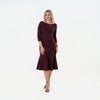 Boat Neck Flounced Pintucked Midi
