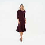 Boat Neck Flounced Pintucked Midi