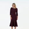 Boat Neck Flounced Pintucked Midi