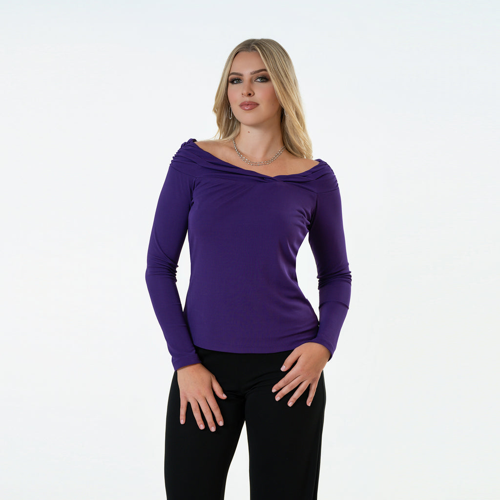 Off The Shoulder Draped Neckline Top
