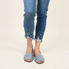 Pearl Beaded Distressed Hem Capris - Cenia New York