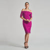 Off The Shoulder Flower Applique Sheath - Cenia New York