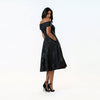 Off The Shoulder Rossette Fit & Flare Dress - Cenia New York