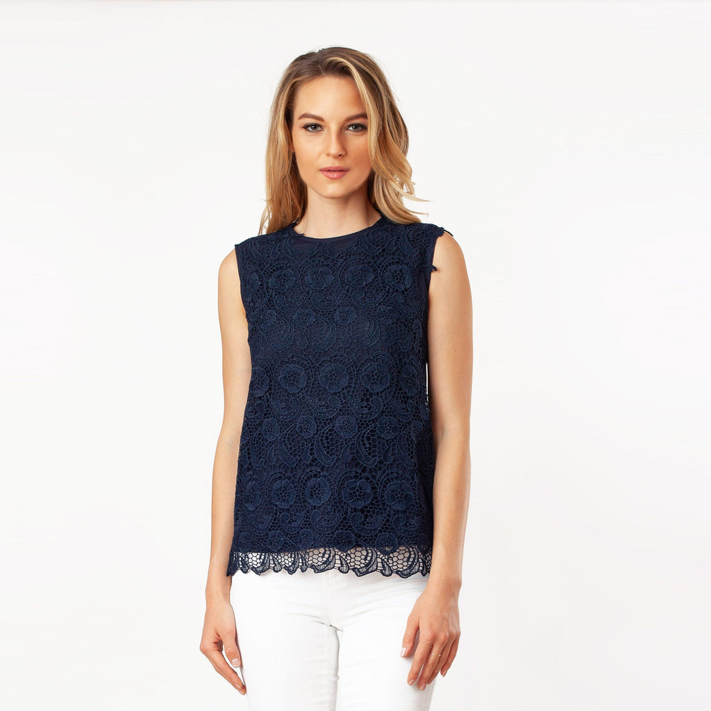 Sleeveless Mix-Media Blouse - Cenia New York
