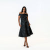 Off The Shoulder Rossette Fit & Flare Dress - Cenia New York