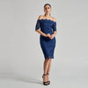 Off The Shoulder Flower Applique Sheath - Cenia New York