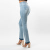 This trendy bootcut is made to enhance your curves and enlongate your legs giving you the look of a more stylized figure no matter what size. With just the right amount of flare to achieve a chic look whether you wear it with heels or flats. Made in two gorgeus washes, with an undone hem that creates a beautiful ombre effect, this Convi is a must have!