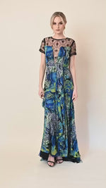 Mix-Media Side Flounce Gown