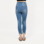 Pearl Beaded Distressed Hem Capris - Ceniajeans